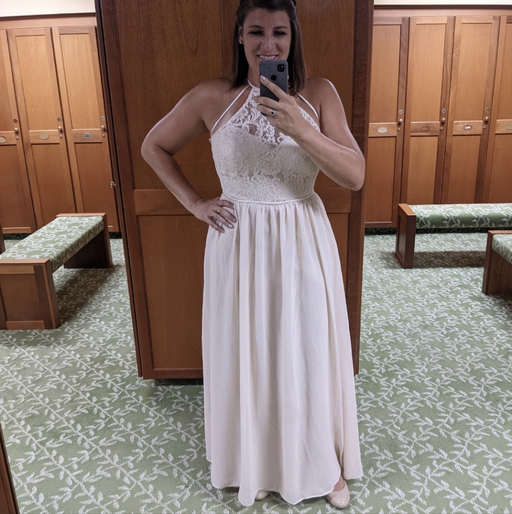 Christina Wu Champagne Bridesmaid Dress